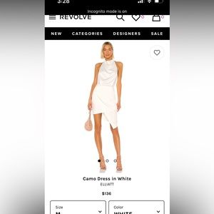 Elliatt Camo Asymmetric Satin Cocktail Dress - White - medium - NWT